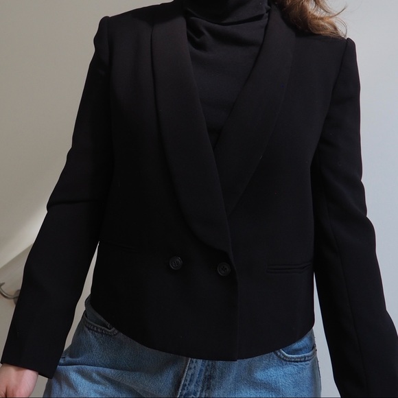 black J.Crew cropped double breasted blazer